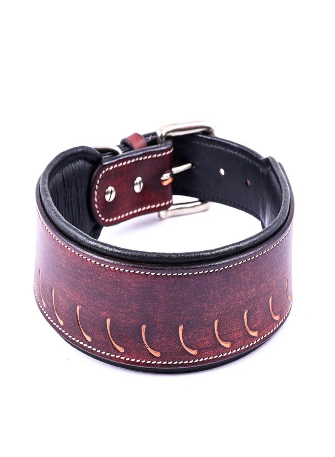 ADIL'S Tooling Half Moon Cut Tooled Dog Collar 2.25 INCH Width Suitable for Medium & Large Dogs, Hand Tooled Leather Dog Collar with Sturdy Hardware & Classic Design, Sizes: L, Brown - Image 1